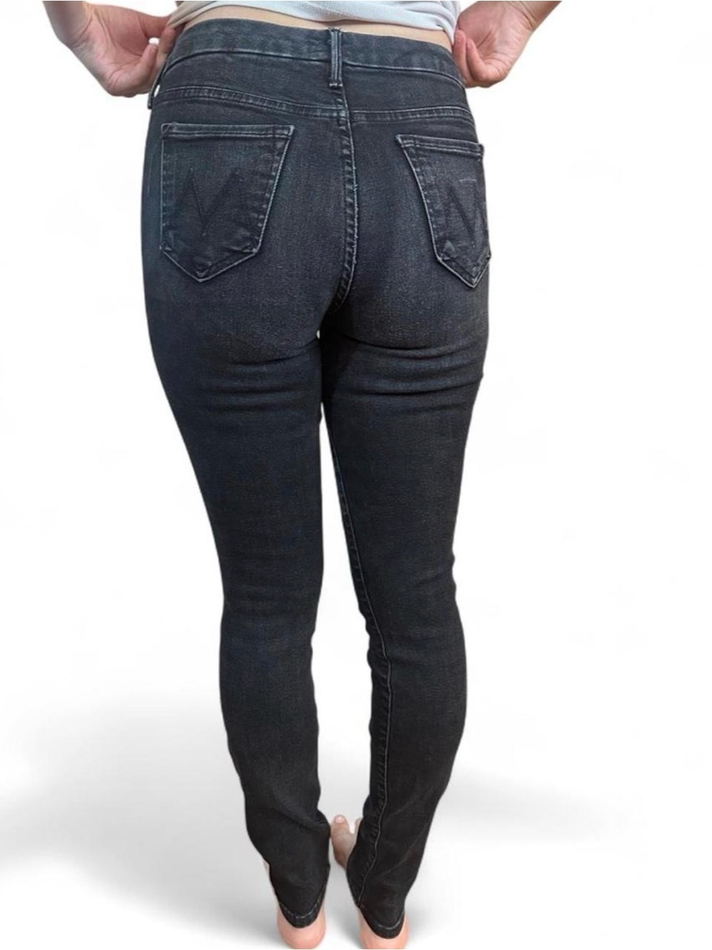 MOTHER The Looker Black High Waisted Skinny Jeans Made USA Stretch 25